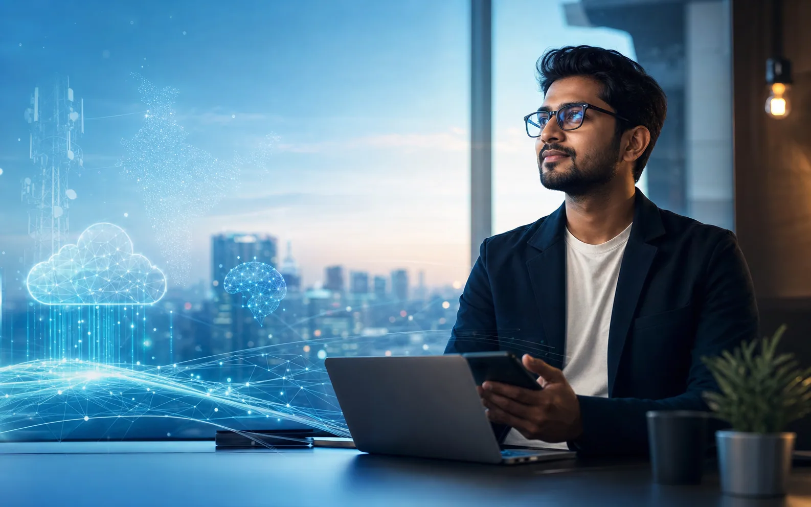 Indian technology professional working with a tablet